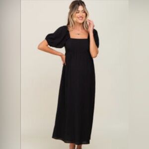 Black Square Neck Maternity Maxi Dress